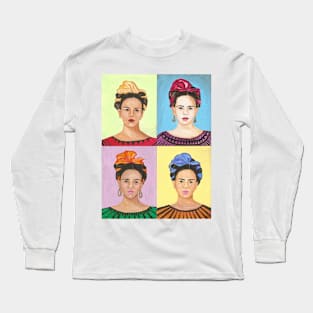 Frida Kahlo Inspired Pop Art Painting Long Sleeve T-Shirt